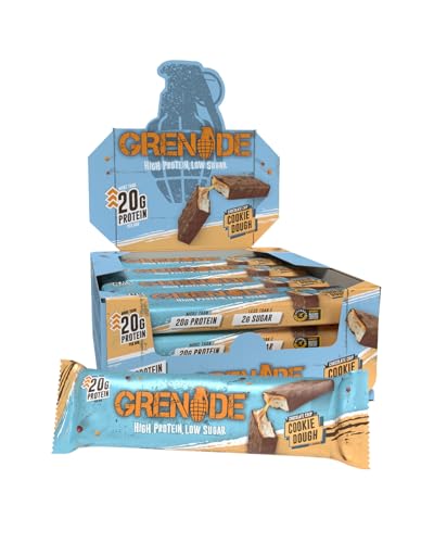 Grenade High Protein, Low Sugar Bar - Chocolate Chip Cookie Dough, 12 x 60 g (Packaging May Vary)