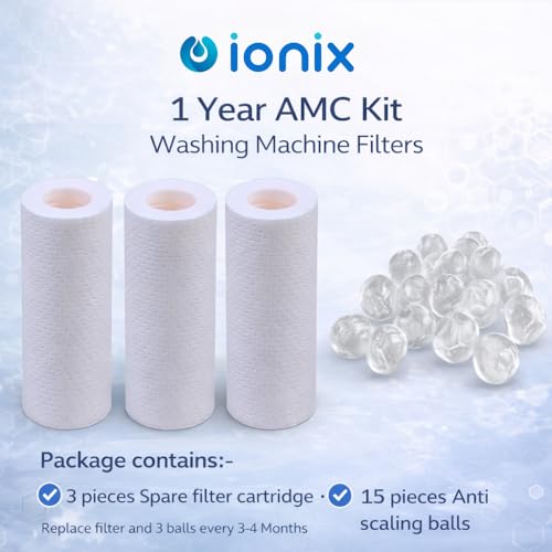 Image of IONIX spare filter cartridge set for washing machine /Shower /Geyser filter, Remove sediment & hardness from water(3 cartridges and 15 softnening balls)