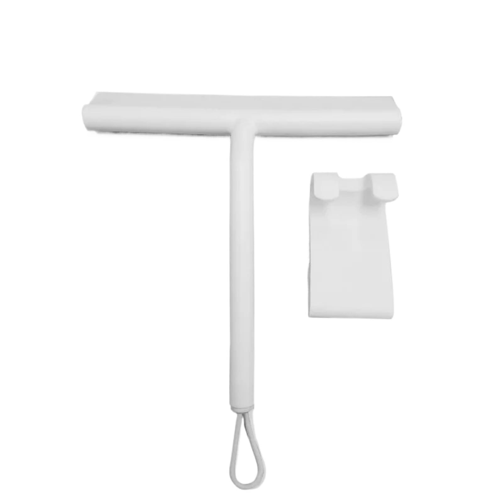Glass Water Squeegee Handheld Wall Mirror Glass Squeegee Hanging Floor Window Shower Water Cleaning Wiper(White WITH HOOK)