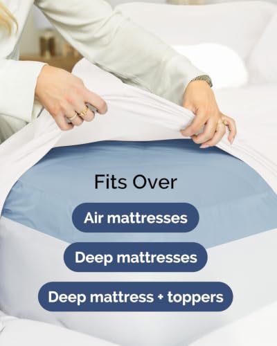 Image of 2 Pack Extra Deep Twin Fitted Sheets with Extra Deep Pockets - White | Hotel Luxury Bottom Fitted Sheets Only, Soft, Fade & Wrinkle Free, Breathable & Comfy, All Around Elastic Fitted Sheets
