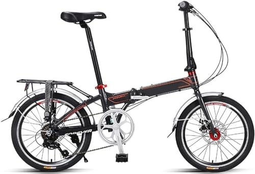 Faltrad Citybike Klapprad Leichtmetallrad Klapprad kleines Faltrad Unisex Geschwindigkeit Variable 7 Gänge Tragbares Fahrrad Erwachsene Citybike (Color : Black, Size : 50,8 cm)