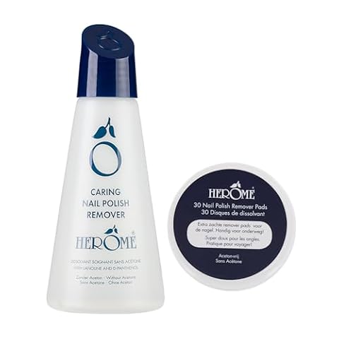 Herome Combi-Pack Caring Nail Polish Remover Duo – Zmywacz do paznokci & Płatki do usuwania lakieru – 120 ml + 30 płatków