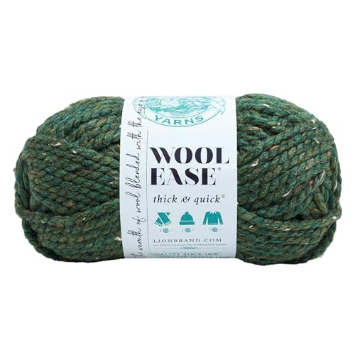 Image of Lion Brand Yarn Wool-Ease Thick & Quick Yarn, Soft and Bulky Yarn for Knitting, Crocheting, and Crafting, 1 Skein, Kale | Super Bulky Wool Acrylic Blend Fiber for Soft Hats, Sweaters, Chunky Blankets, Yarn for Crochet, Knitting, Crafts, Weaving
