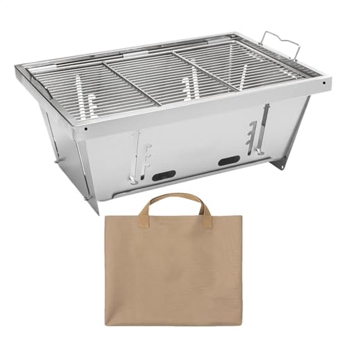 Barbacoas de cocina al aire libre, barbacoa portátil de camping - Parrilla de acero inoxidable resistente al , barbacoa plegable de carbón vegetal - Barbacoa plegable multiusos para exteriores,