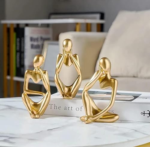 Image of VRB Dec 1 Set for Statue Study Office Desk Decor Showpiece Gift Decoration Accessories Items Decorative Showpeice for Home ((3 pcs Golden Abstract Body Showpiece))