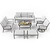 Happatio 7 piece aluminum patio furniture set 3 seat outdoor loveseat outdoor sectional sofa with ottomans and coffee table garden conversation set with swivel armchairs for lawn gray  urban country home decor