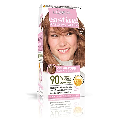 L'Oréal Paris L'Oréal Paris - Kit de tinte permanente para el cabello, color ultra brillante, sin amoníaco, 90 % de ingredientes de origen natural, brillo natural fundido, tono: rubio almendra (723)