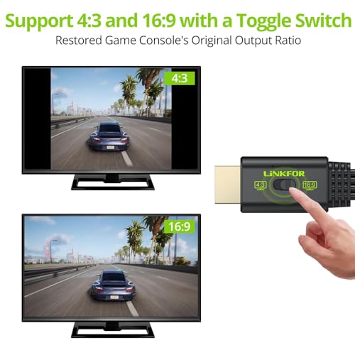 Image of LiNKFOR PS2 to HDMI Converter for PS2 PS1, 4:3 16:9 Ratio Switch