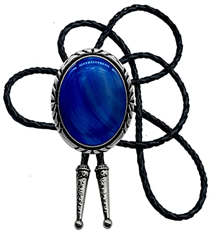 Image of Moranse Bolo Tie with Natural Tiger Eye Stone Celtic Style Genuine and Cowhide Rope
