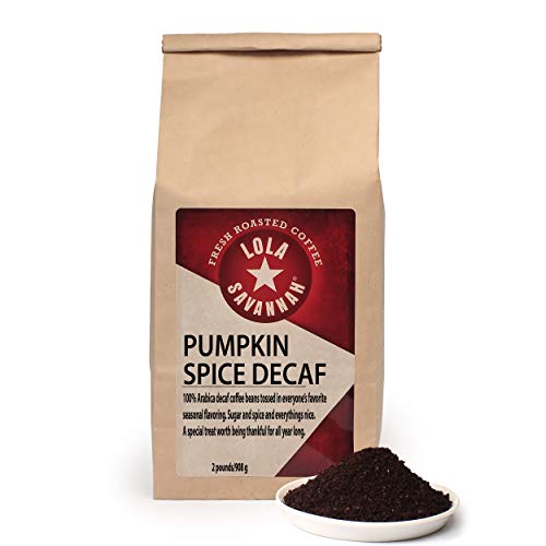 Lola Savannah Pumpkin Spice Ground Coffee - Delicious Cozy Seasonal Blend of Warm Spice & Smooth Richness, Decaf, 2lb Bag