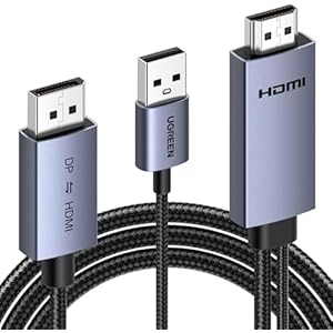 UGREEN Bi-directional HDMI to DisplayPort Cable 4K@60Hz 2K@144Hz 1080P@240/120Hz Active DP HDMI HDR HDCP Adapter Compatible for PS5 PS4 Xbox Switch Laptop PC DVD Player TV Graphic Card Monit