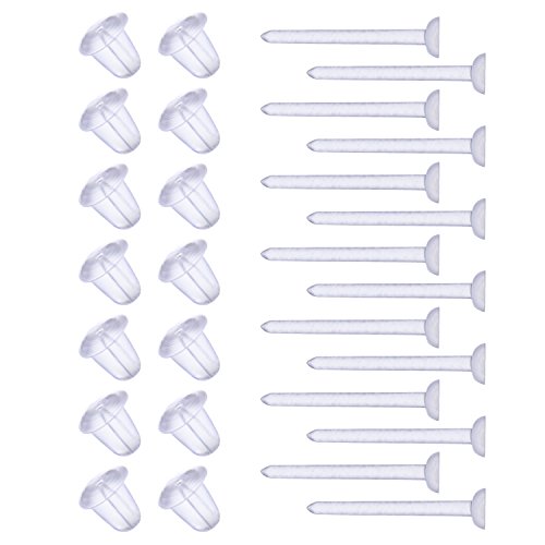 Shappy 1000 Pairs Plastic Cartilage Earring Posts Clear Ear Pins and Silicone Rubber Backs Earnuts Earring Backs for Men Women