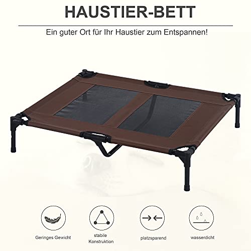 PawHut Hundeliege Outdoor Schlafplatz Hundebett Hundesofa Haustierbett Katzenbett Kaffee-Braun 92 x 76 x 18 cm