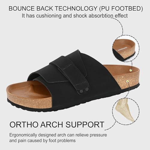 Image of Centrino Mens Cushion Sliders /Slippers| | Open Toe Design |Berkin-Style Slip-On Sandals | Lightweight & Comfortable | Arch Support | On-Grip Sole | Casual Outdoor Wear (6865)