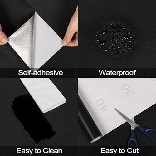 Image of Premium Black Textured Wallpaper -Self Adhesive Eco Friendly Wall Coverings, Waterproof Peel and Stick Wall Stickers for Bedroom, Kitchen, Living Room & Hotel (45X300CM)
