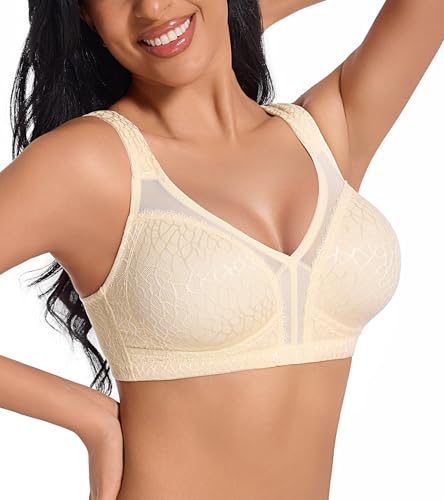 HACI Women's Minimizer Bra Full Coverage Non Padded Wirefree Plus Size for Large Bust Support...