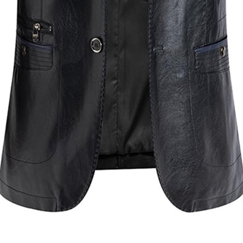 Mens Classic Slim Fit Leather Blazer Coat Classic Lapel Button Suit Jacket Casual Lightweight Business Blazers4