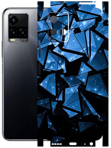 Image of AtOdds - Full Body Back Screen Guard Protector Film - Lamination Wrap Skin Sticker Compatible with VIVO Y33T | Scratchproof Matte Finish (Blue Crystals)