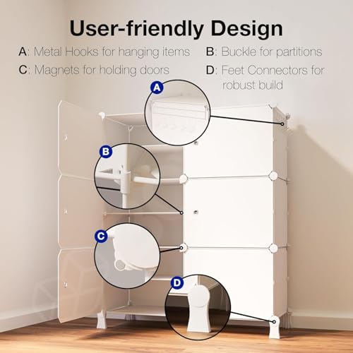 Image of LUHI Premium Modular Plastic Shoe Rack for Home with Door | 16-Tier Stackable Shoe Organizer | Waterproof & Dustproof | Space Saving Storage for Home, Bedroom & Entryway [White HT2, 16-Shelf-8-Door]