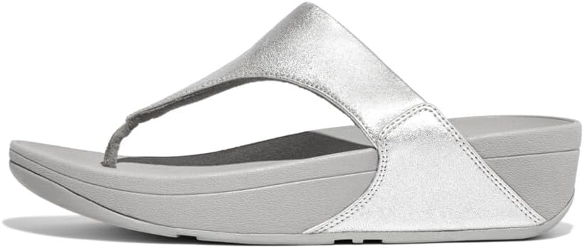FitFlop™ Womens Lulu Leather Toe-Post Sandal, Silver, Size 5