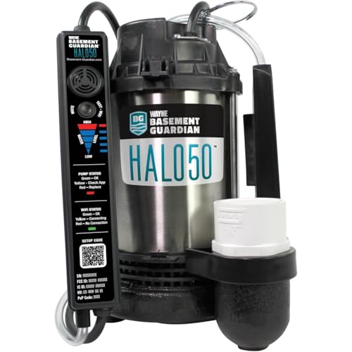 Image of WAYNE HALO50 Smart Sump Pump - HP Stainless Steel Basement Protection Pump, Up to 5,100 GPH - Digitally Connected Flood Protection with App Monitoring - Quiet Operation