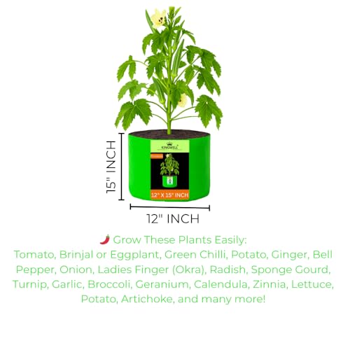 Image of Kingwell grow bags 12x15 inch pack of 9 For Terrace Garden Vegetable Plant Grow Bags Fruits Growing Containers For terrece Gardening