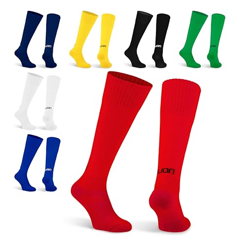 LION SPORTSWEAR Plain Cub Football Socks – Kids & Adult Sizes – Multiple Colours – Comfortable & Durable Sports Socks - Red | Large (UK 8-12)