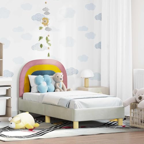 Genérico Estructura de Cama para niños pequeños con cabecera Crema,Mobiliario,Camas y Accesorios,Camas y somieres,Crema,42011004