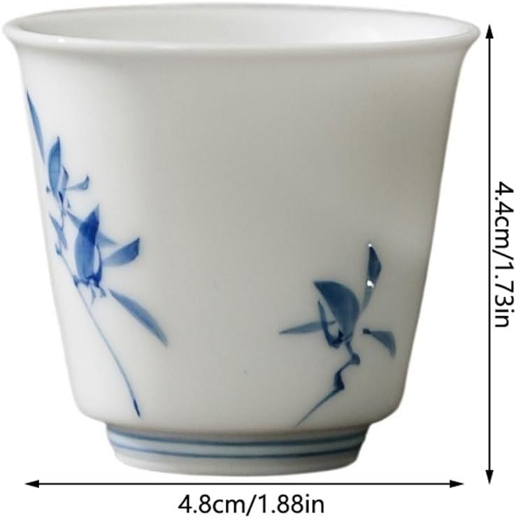 GSOUL Kungfu Tea cup Retro Tea Set Simple Hand-painted Phalaenopsis Small Teacup Ceramic Kung Fu Household Cup Small Tea Cups