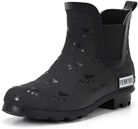 PENNYSUE Women's Ankle Rain Boot Waterproof Short Chelsea Booties Anti Slip 7.5/8 Cat Claw