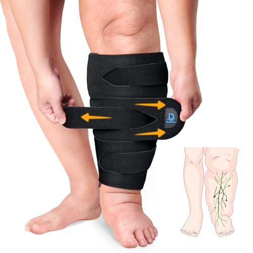 iDonua® Calf Lymphedema Compression Wrap Adjustable For Big Swollen Lower Leg - with 6 Cross Straps‌