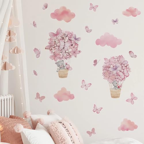 Vinilos Decorativos infantiles pink Baby Bear Butterfly miniatura 5
