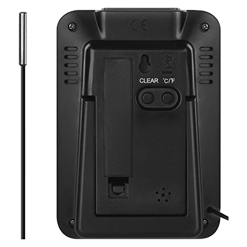 EMOS Digitales Thermometer mit Außensensor, Innen- und Außenthermometer und Hygrometer, Anzeige Min. und Max. Messwerte, Wecker mit Snooze-Funktion, batteriebetrieben, Silbern