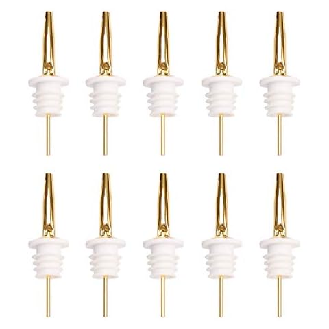 10 Pcs Gold Spirit Pourers Stainless Steel Freeflow Pourer Spout Oil Pourer Drinks Pourer Bottle Pourer Cover