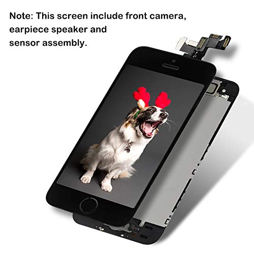 Ayake For Iphone 5S/Se 2016 Screen Replacement With Home Button Black, Full Assembly Retina Lcd Touch Digitizer With Camera+Earpiece Speaker+Sensors+Tools For A1533, A1530, A1528, A1518, A1457, A1453 #TOP2