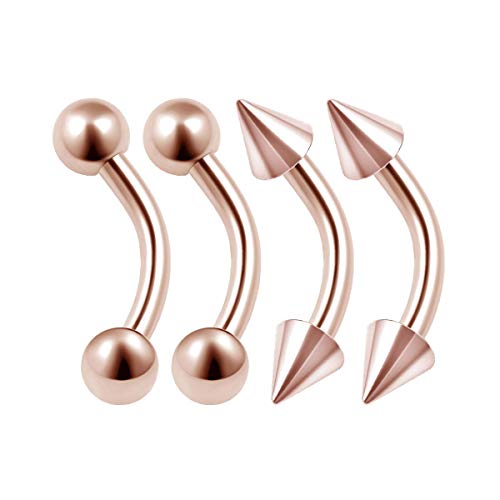 4 piezas de acero quirúrgico rosa curvado barra de calibre 16 3 mm bola cono Snakebites pendientes Rook Piercing joyas ver más tamaños