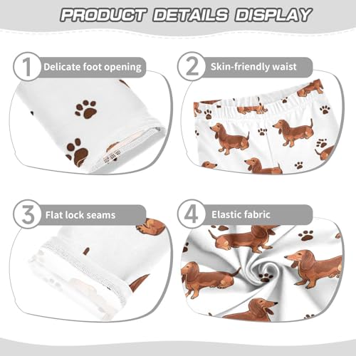 Dachshund Dog Paw Girls Leggings Kids Yoga Pants Dance Active Tights 4T3