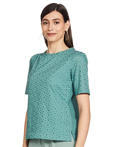 Image of Max Women's Schiffli Embroidered Woven Regular Fit Crop Top