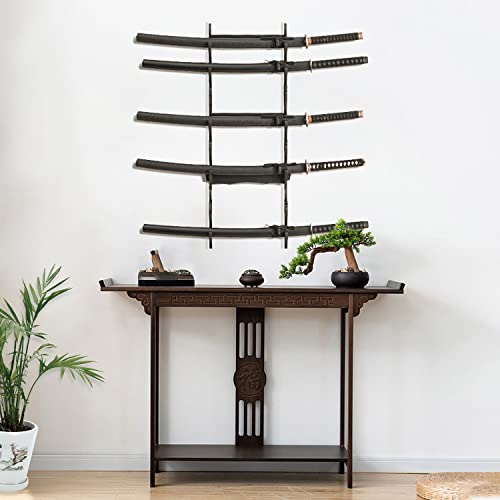 Awagas AS-G077 8-Tier Sword Holder Wall Display Sword Rack Black Samurai Sword Stand thumb #2