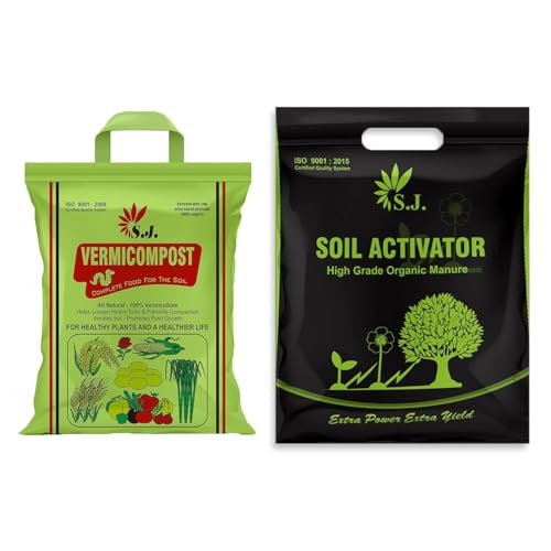 Image of SJ Organics Black Gold Vermicompost 5KG and Soil Activator 5KG Combo Pack for Home Gardening
