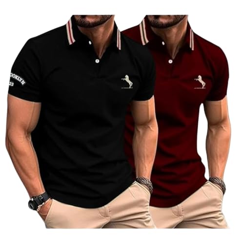 Image of GRECIILOOKS Polo T-Shirt for Men - Cotton Short Sleeve Regular Fit Tee | Perfect for Golf, Travel & Outdoor Casual Look (Available in Plus Size)