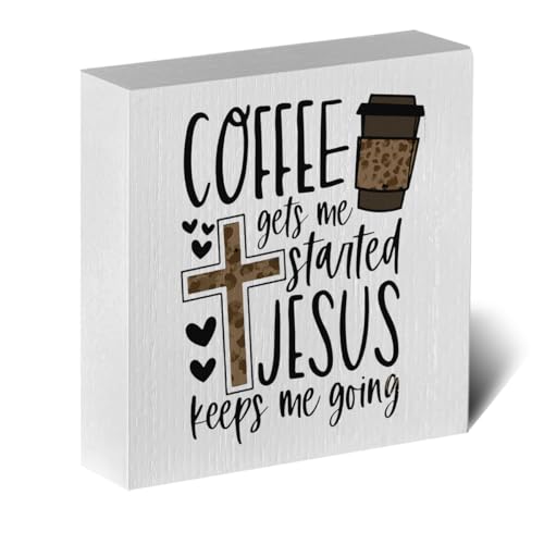 Rustic Farmhouse Wooden Coffee Station - Desk Decor, Religious Sign,