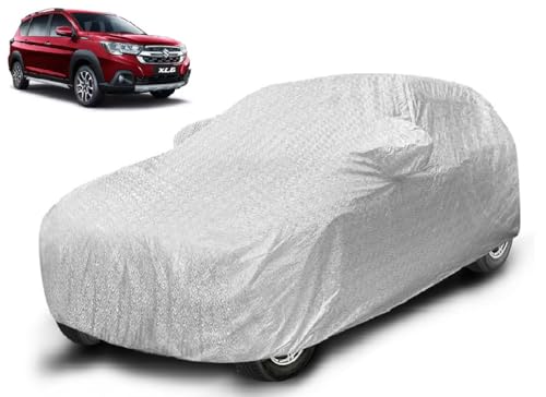 Image of Auto Hub Waterproof Car Cover Compatible with Maruti XL6 with Mirror Pocket, Soft Cotton Lining, XL6 Car Cover Waterproof - Metallic Silver