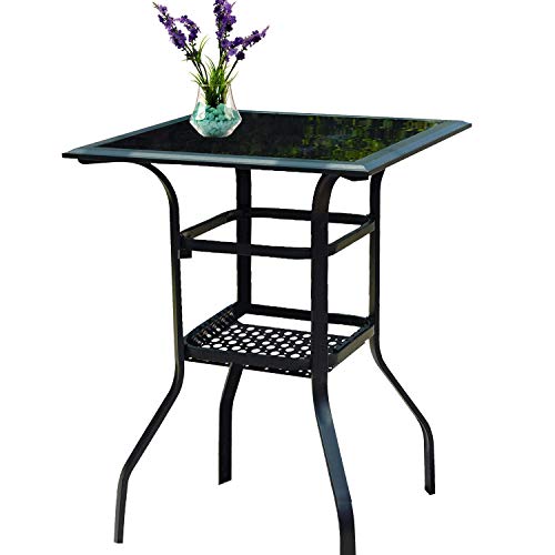 image for PatioFestival Outdoor Bistro Bar Table,Patio Metal Steel Slat Dining S