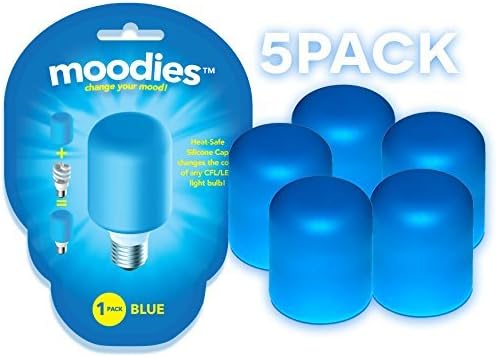 Moodies 5 Pack of Blue Heat-Safe Silicone Light Bulb Covers for Decorating