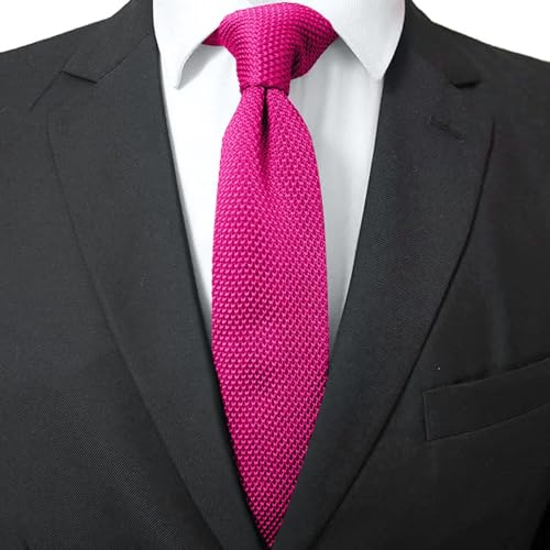 Generisch Corbata delgada para hombre, color sólido, para uso diario, bodas, fiestas y ocasiones formales, Rosa intenso., talla única