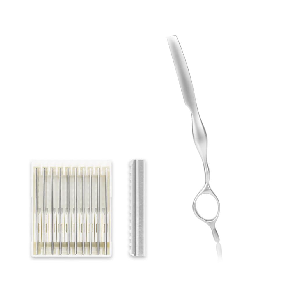 Hair Styling Razors for Cutting Hair, Stainless Steel Hair Thinning and Texturizing Razor, Salon and Home Use, Includes 10 Replacement Blades