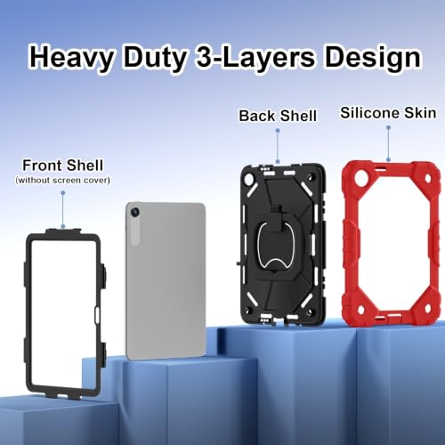 Funda Xiaomi Redmi Pad SE 9.7 con soporte giratorio 360 y triple capa roja 6