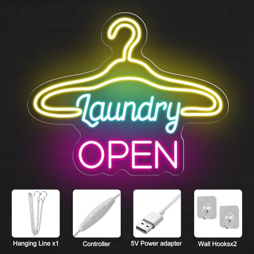 Image of Laundry Neon Sign Laundromat Led Light Lightlaunderette Wall Art