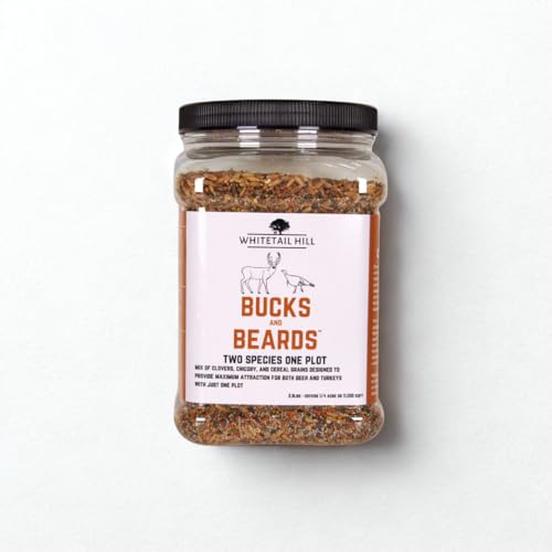 Whitetail Hill Bucks and Beards Food Plot Seed Mix for Deer and Turkeys 1/4 Acre or 2 Acres Two Species One Plot Mix of Clovers Chicory and Cereal Grains Maximum Attraction